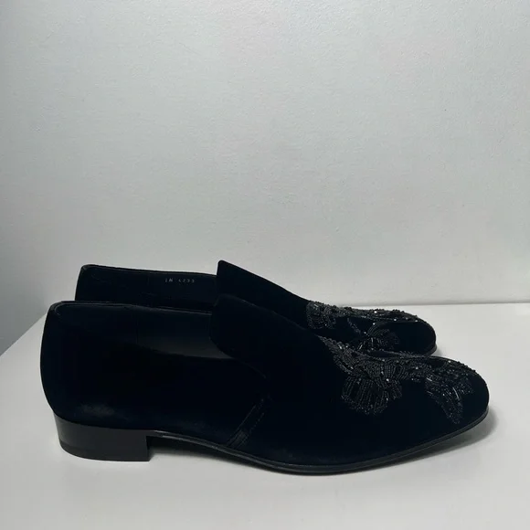 Alexander McQueen AMQ Skull Orchid Velvet Beaded Embroidery Loafers Oxfords Alexander McQueen AMQ Skull Orchid Velvet Beaded Embroidery  main image 2